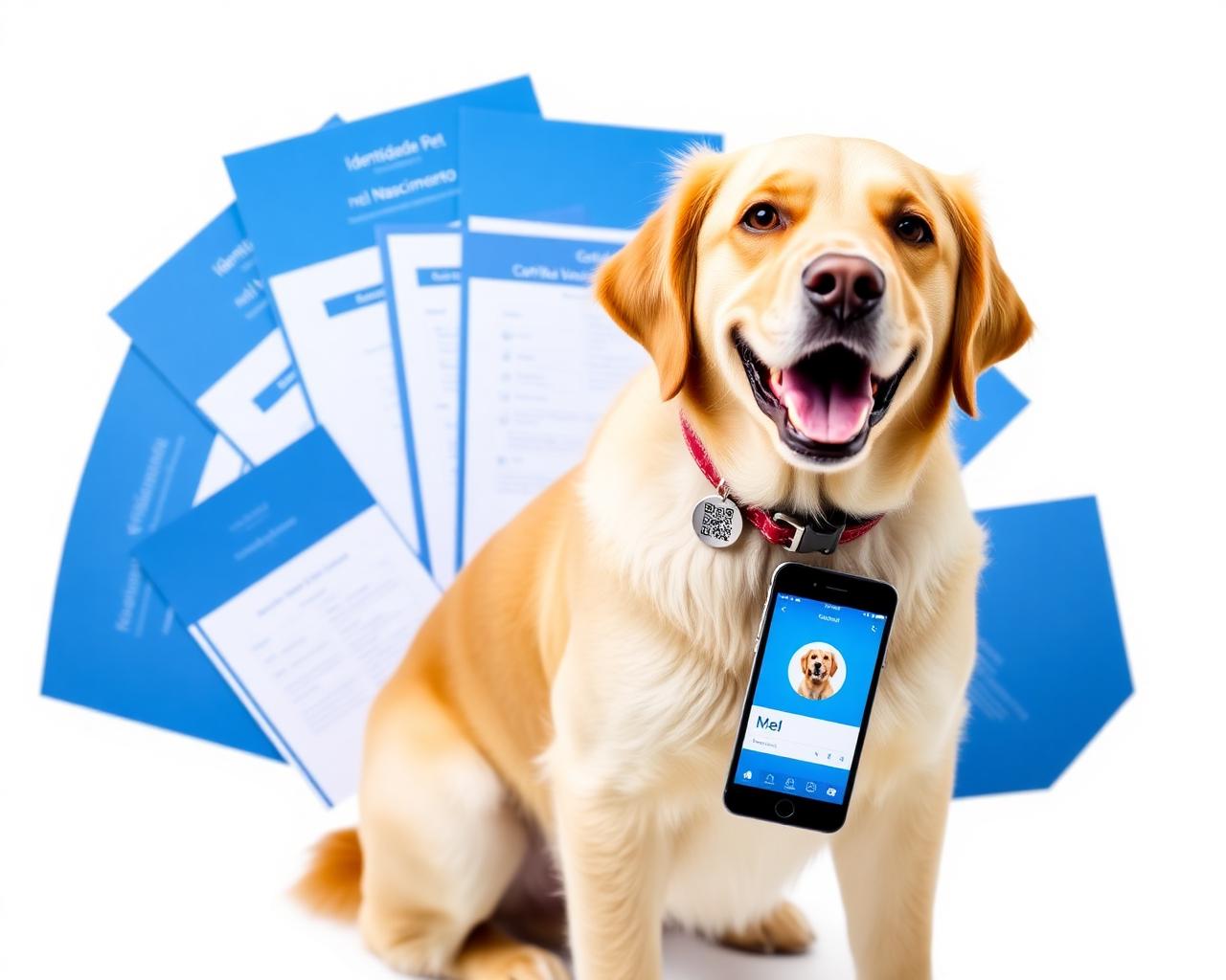 Pet com documentos de identificação e QR Code
